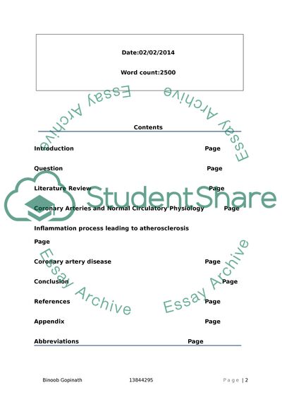 Atherosclerosis and Circulatory Physiology in the Coronary Arteries