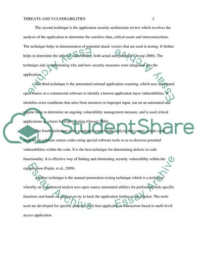 Threat and Vulnerabilities