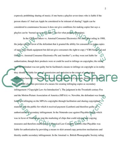 Authorizing Infringement and Secondary Infringement