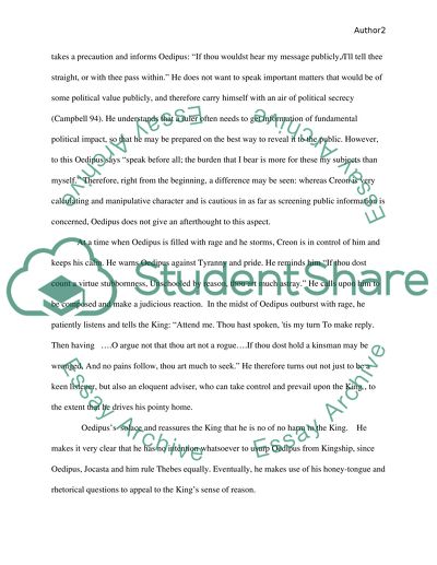 Comparison of the Three Plays in the Oedipus Trilogy