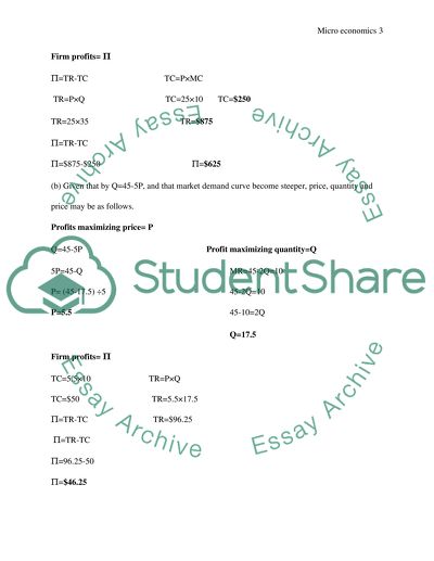 Assignment in Micro economics