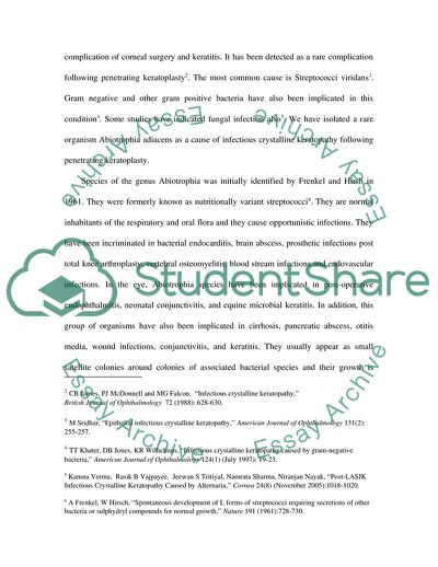 Infectious Crystalline Keratopathy due to Abiotrophia Adiacens
