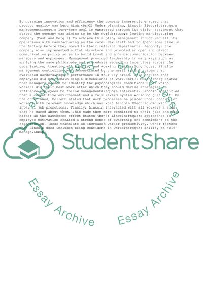 The General Characteristics of the Lincoln Electric Company