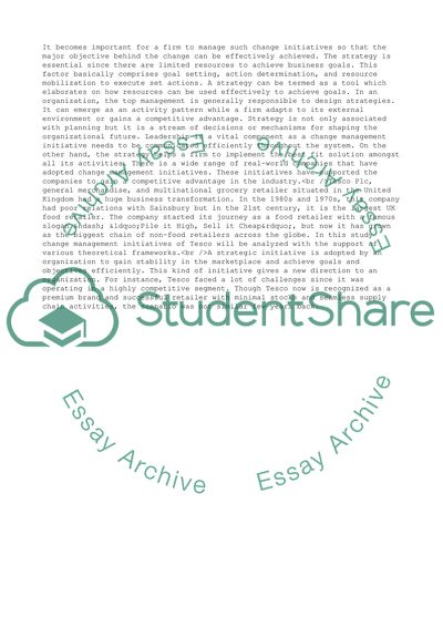 Change Management Initiative at Tesco