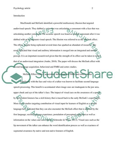 Mcgurk Effect with L2 Acquisition, Behavioral, and FMRI and Cortex Studies
