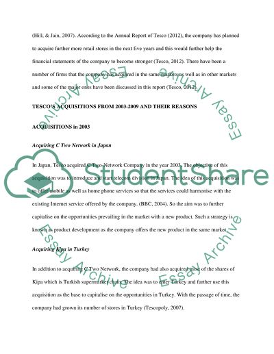 Corporate Finance: Tesco acquisition strategy