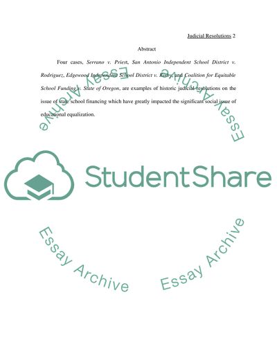 Judicial Resolutions to State School Financing