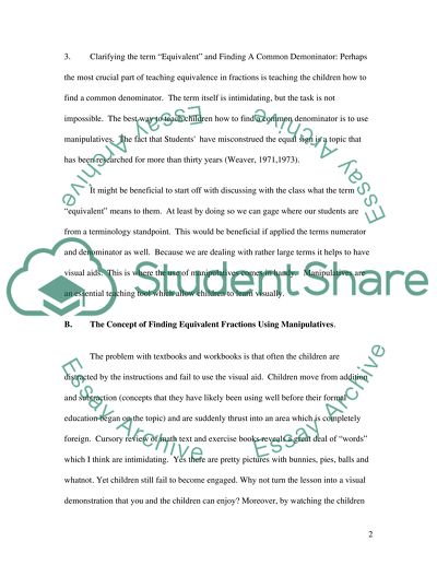 Teaching Equivalence with Unlike Denominators
