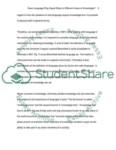 Role of Language in Different Areas of Knowledge