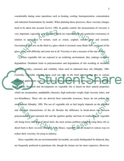 Investigating the Viscosity of Vegetable Oil