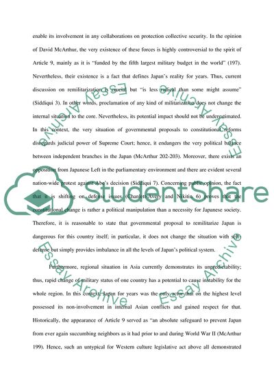 Efforts by the Prime Minister of Japan Shinzo Abe to Revise Article 9 of the Japanese Constitution