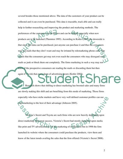 Direct Marketing: Victoria Secret and Toyota