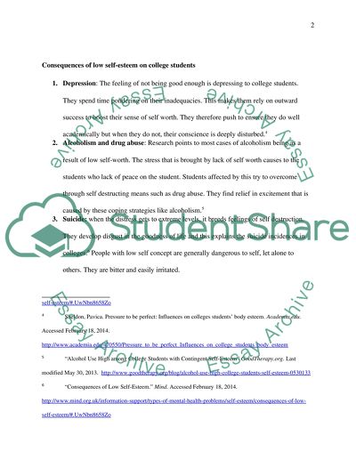 The effect of low self esteem on college students