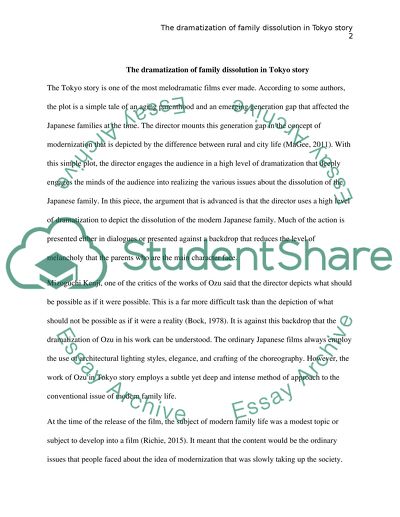 The dramatization of family dissolution in Tokyo story