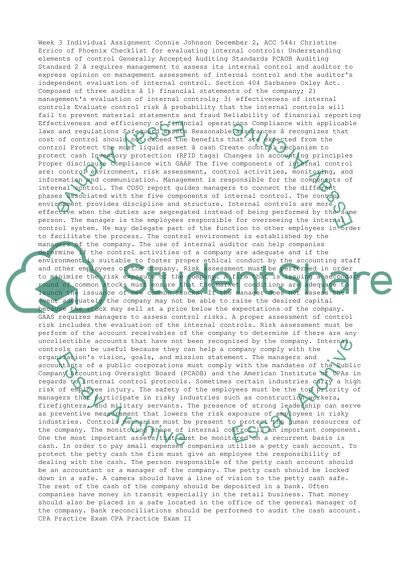 Evaluating internal controls