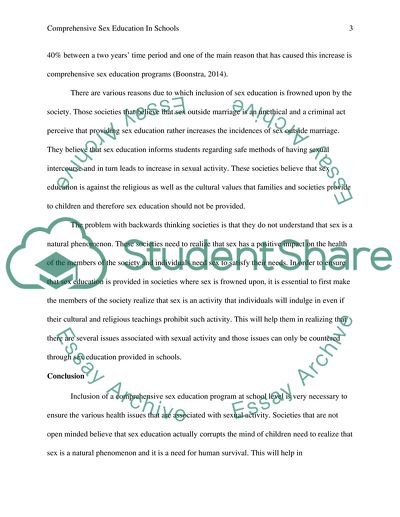Comprehensive Sex Education in Schools