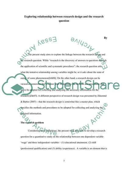 Exploring Relationship between Research Design and the Research Question