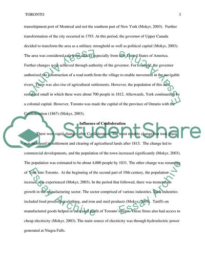 Economic History of Toronto City