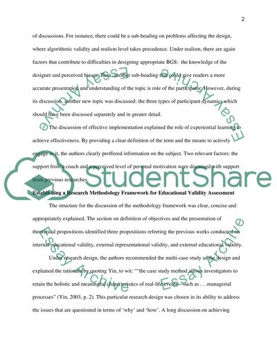 Educational Validity of Business Gaming