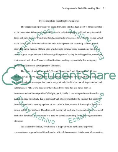 Developments in Social Networking Sites