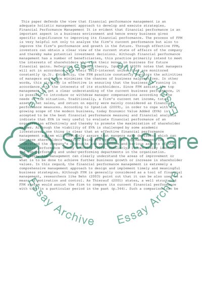 Financial Performance Management