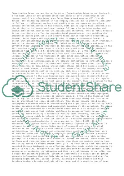 Organisation Behaviour and Design