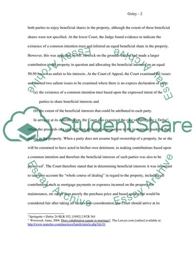 A Common Intention Trust in the Case Oxley vs Hiscock