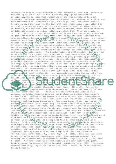 Necessity of Bank Bailouts