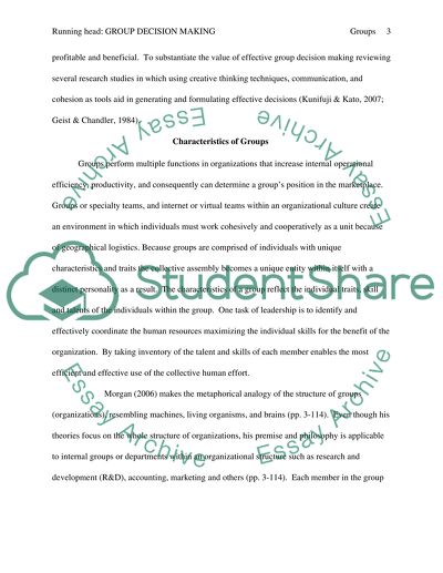 The Effectiveness of Group Decision Making