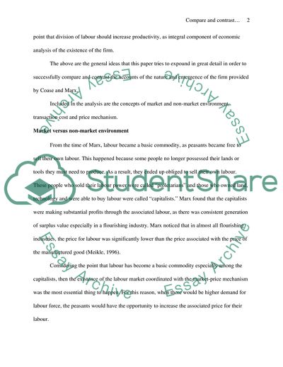 The Accounts of the Nature and Emergence of the Firm Provided by Coase and Marx