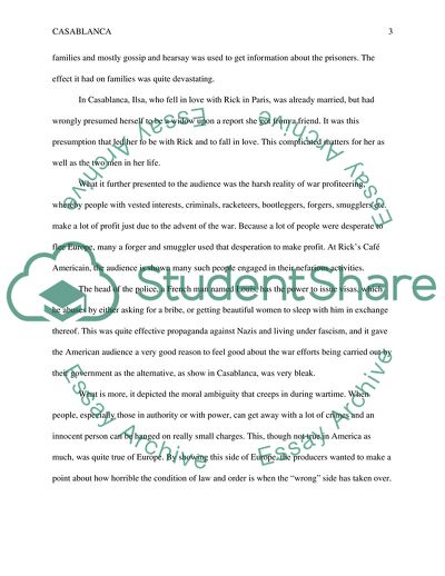 A Love Story Connected with War in Movie Casablanca