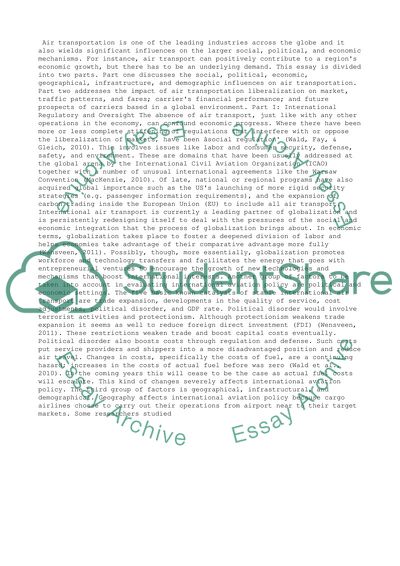 The International Aviation Policy