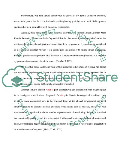 Dyspareunia: Is It a Simple Pain Disorder or a Sexual Disorder