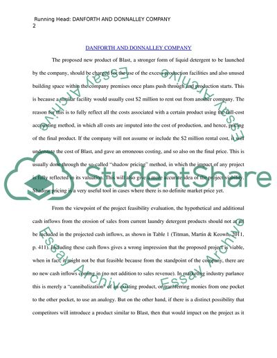 Danforth Donnalley Laundry Products Company Integrative Problem