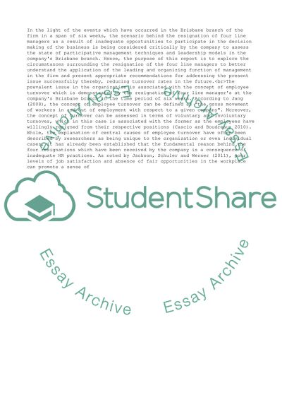 Leadership Models in the Companys Brisbane Branch