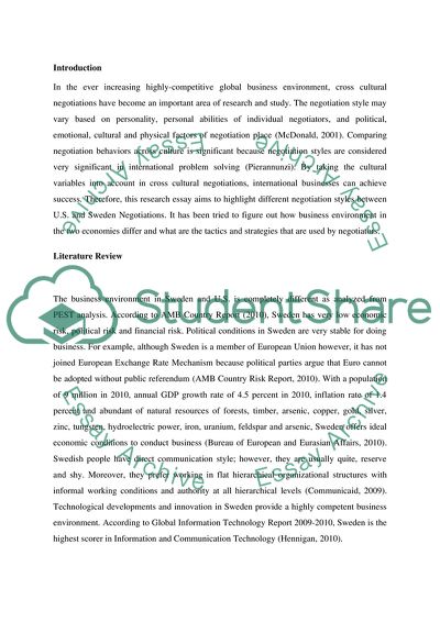 The Different Negotiating Styles Between US and Sweden Negotiations