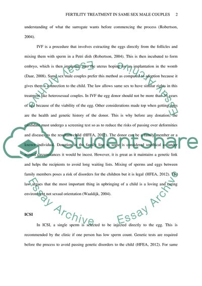 Fertility Treatment in Same Sex Male Couples