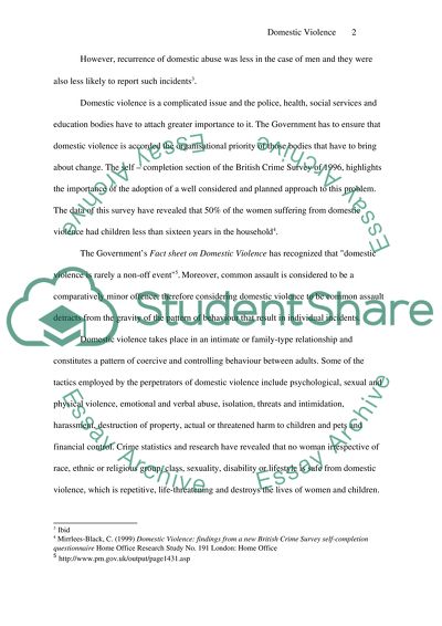 Changes in government policy towards domestic violence