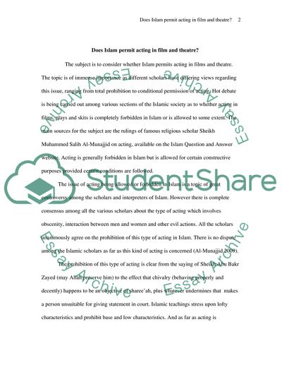 Does islam permite acting in film and theatre