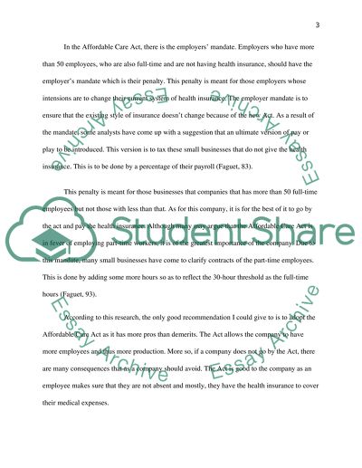 The Affordable Care Act