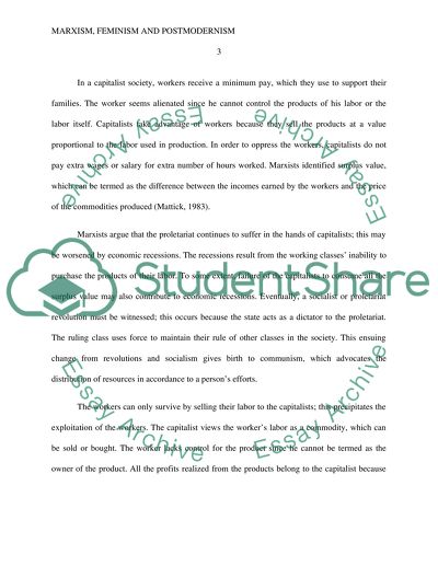 Marxism, Feminism and Postmodernism