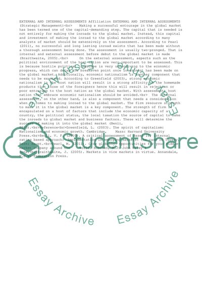 EXTERNAL AND INTERNAL ASSESSMENTS (Strategic Management)