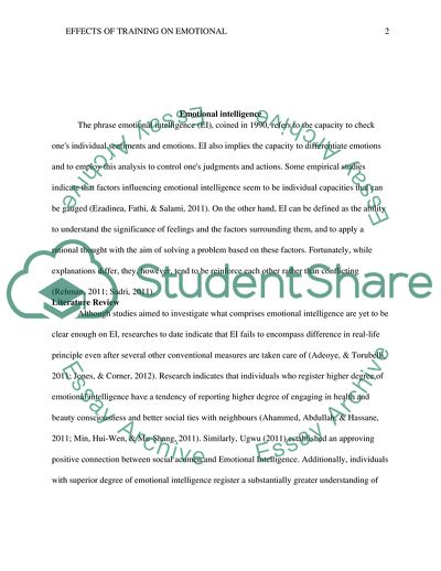 Effects of Training on the Level of Emotional Intelligence