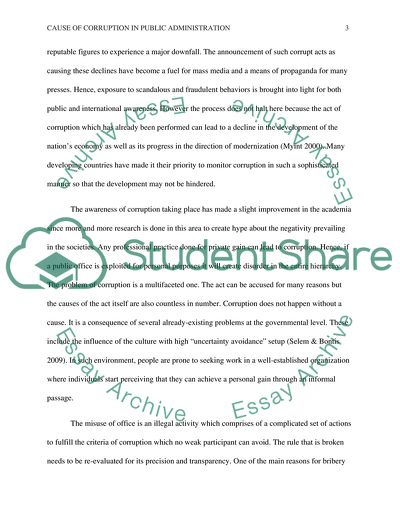 Cause of Corruption in Public Administration