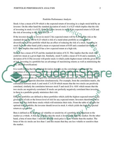 Investment: Portfolio Performance