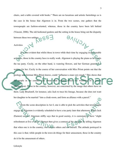 The Importance of Being Ernest: Victorian Attitudes towards Town and Country