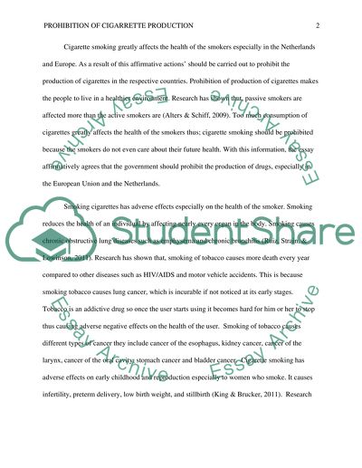 The government should prohibit the production of cigarettes