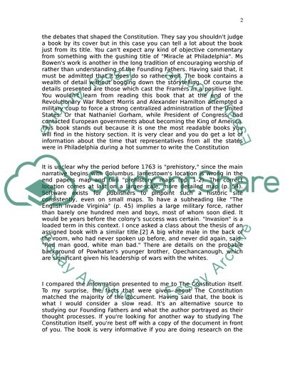 Analysis of Miracle at Philadelphia Book by Catherine Drinker Bowen