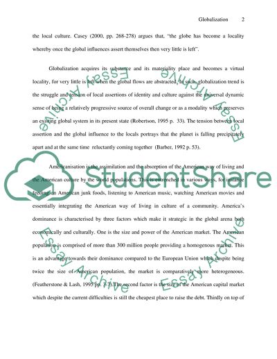 Globalization and Dominance of American Culture