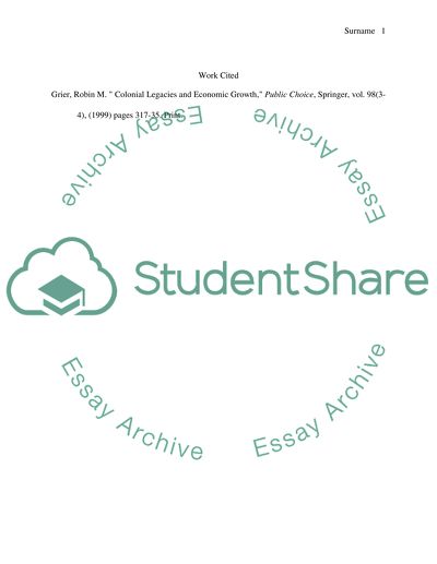 Colonial Legacies and Economic Growth